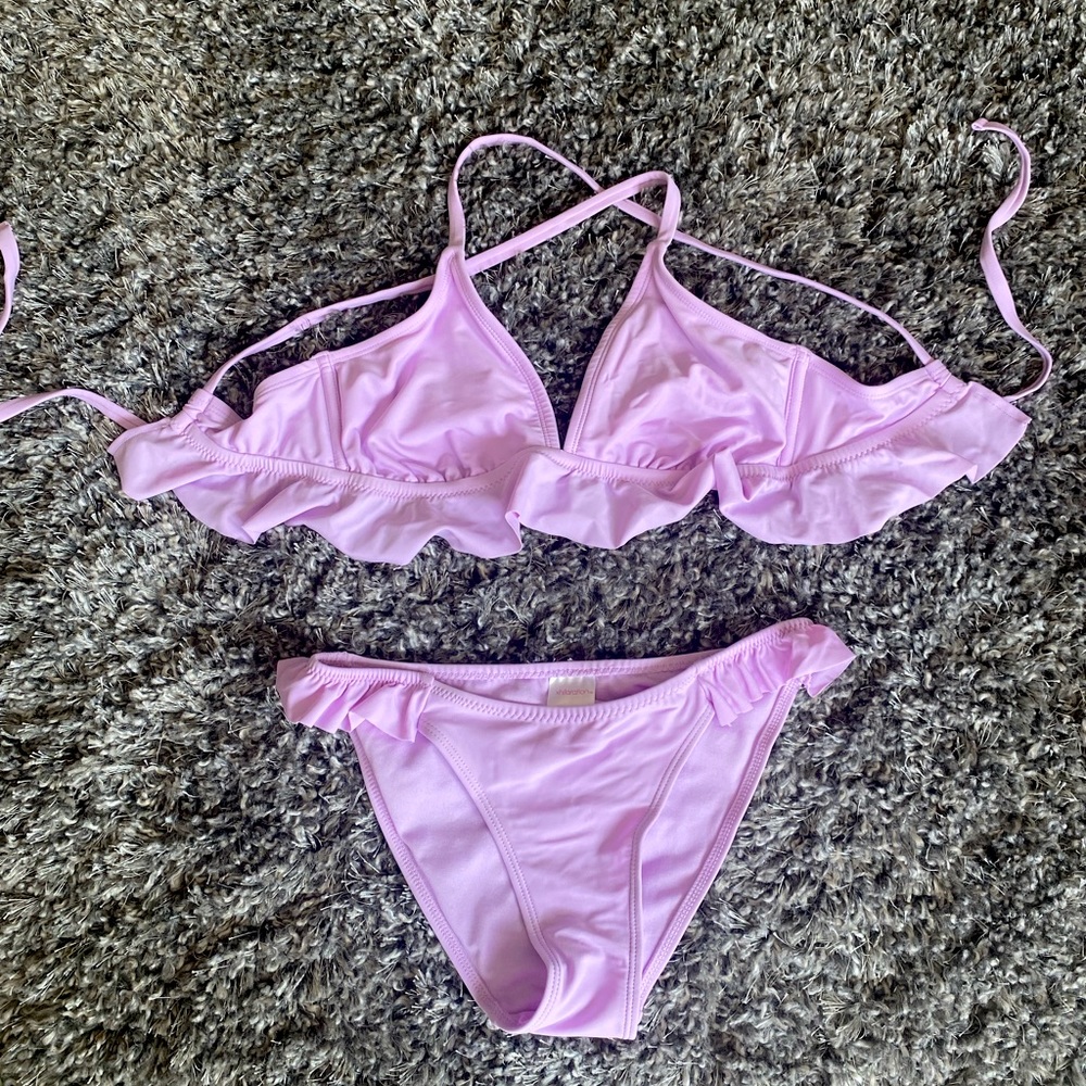 Target Purple Ruffle Swimsuit top and Bottom